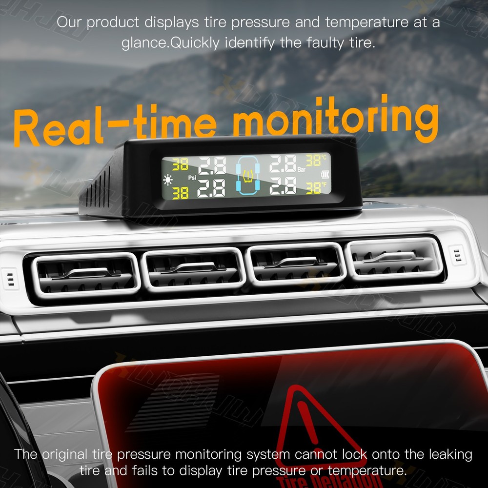 6 Comprehensive Alert Modes TPMS Sensor &1 TPMS Receiver host fit screen LCD