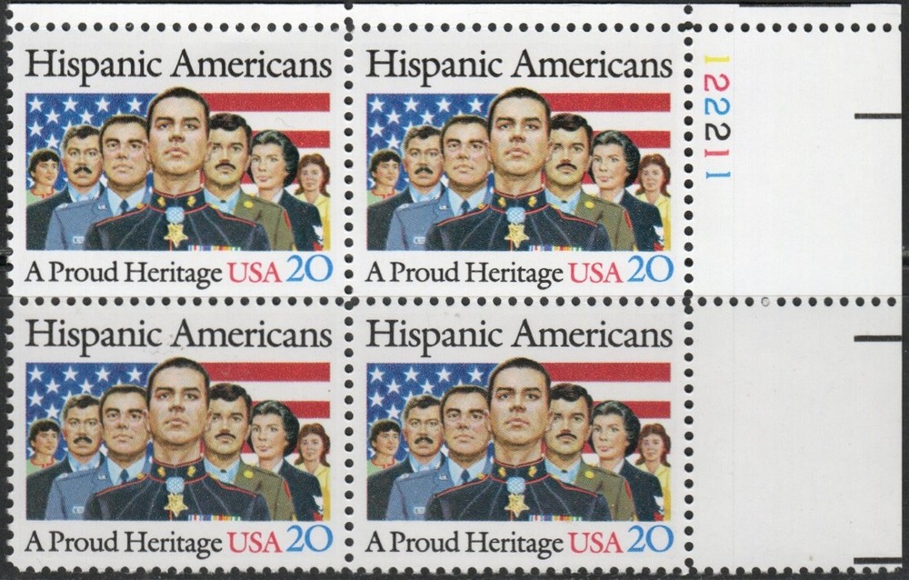 US Scott #2103 "Hispanic Americans" Plate block, MNH