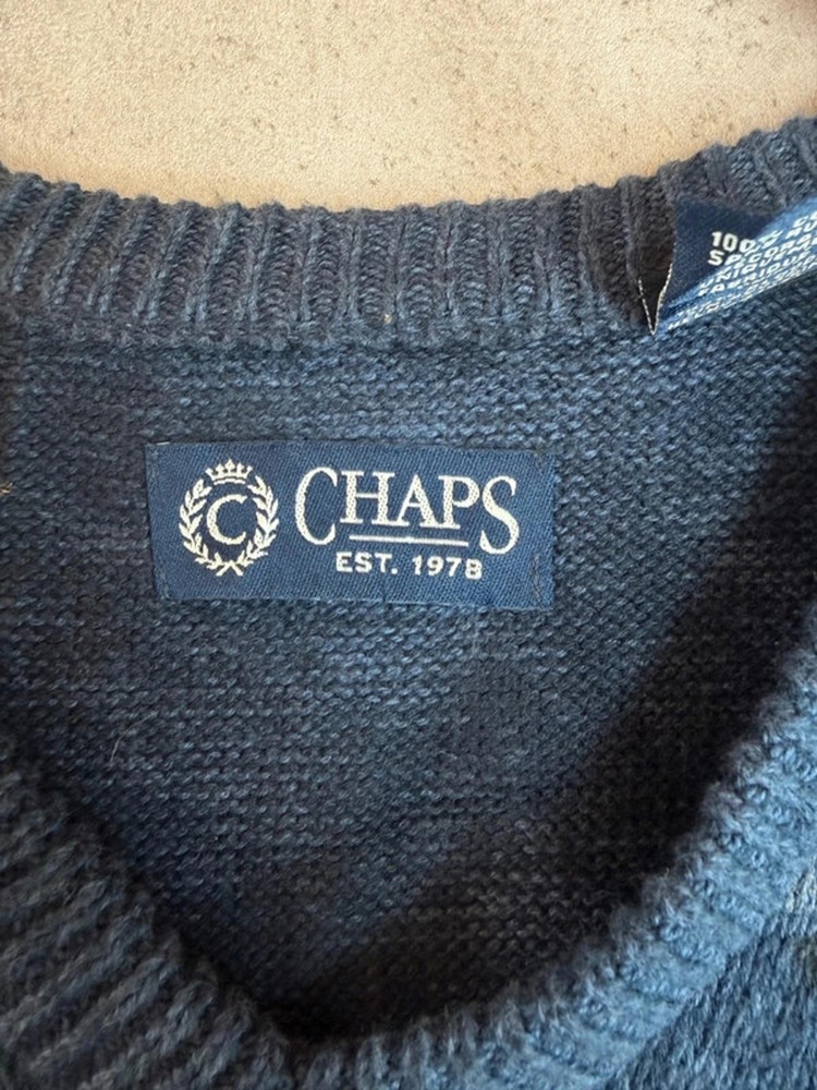 Chaps Blue Patterned Knit Sweater Vest – Size S