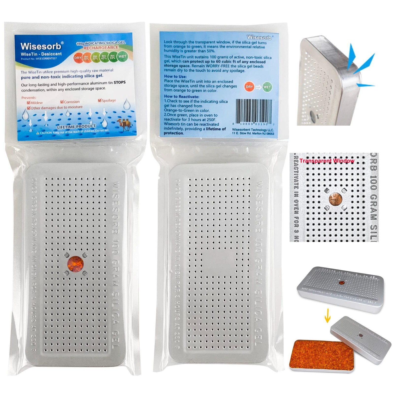 100 Gram Silica Gel Canister Reusable Desiccant Dehumidifier 1 Pack