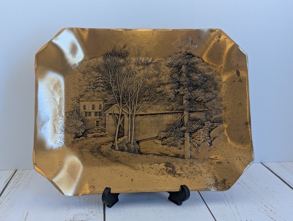 Wendell August Forge Covered Bridge Handmade Solid Bronze Trinket Dish 6.5x5