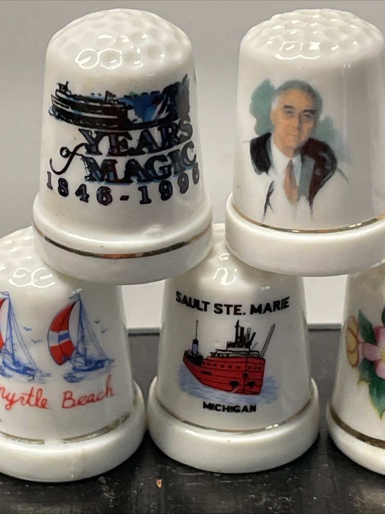 7 Assorted Porcelain Souvenir Thimbles Thimble