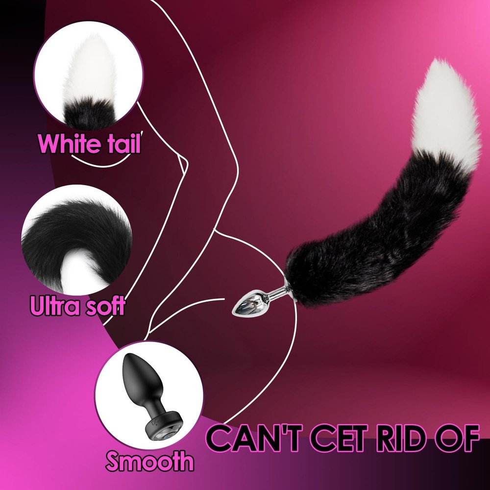 2PCS Anal Plug Vibrator Set – Remote Control Silicone Butt Plug & Fox Tail Met