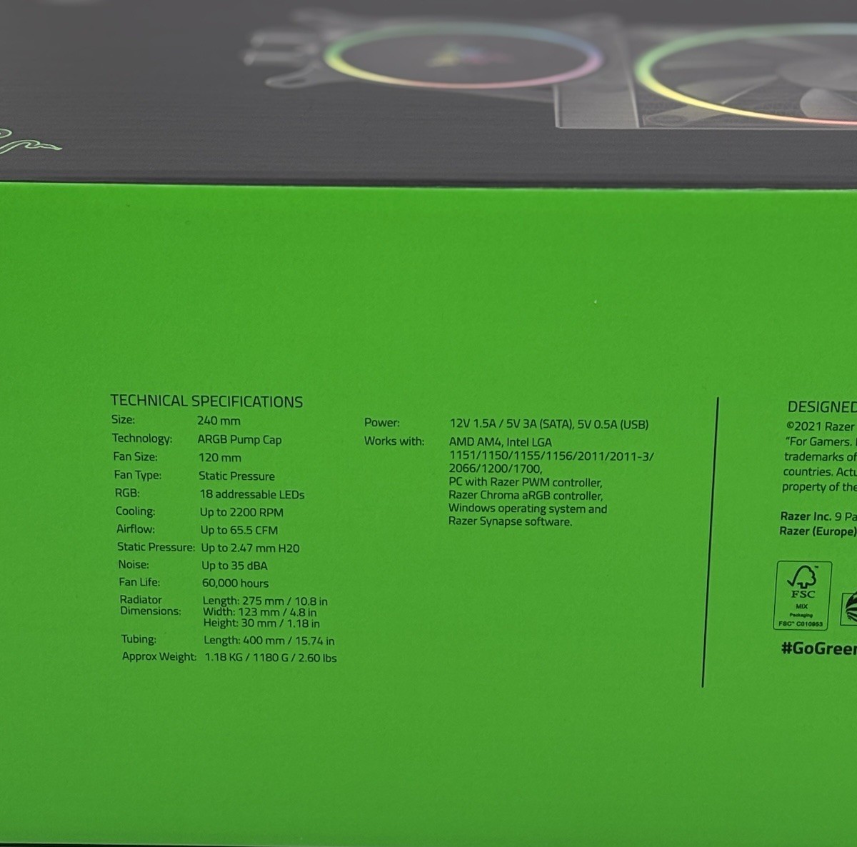 Razer Hanbo Chroma RGB AIO 240MM Intel LGA 1851/1700/1200 & AMD AM4 (NEW IN BOX)