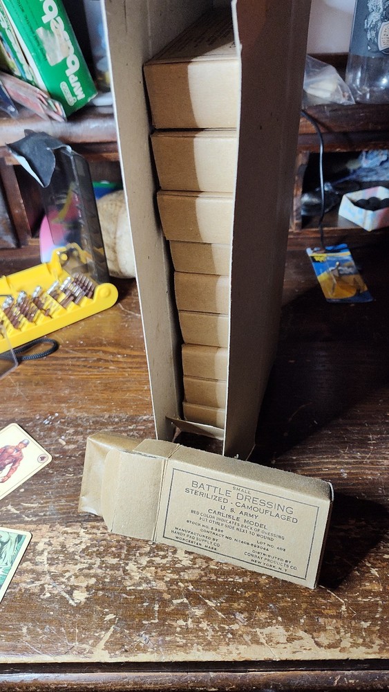 (10) U.S. ARMY Carlisle Model Small Battle Dressing Sterilized Camouflaged WWII