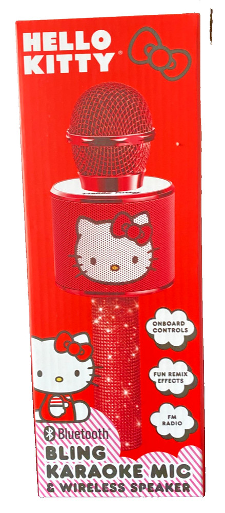 Hello Kitty Bluetooth BLING Karaoke Mic & Wireless Speaker USB Charging Cable