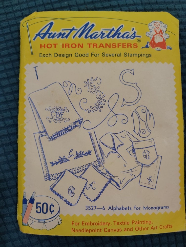 Aunt Martha's ALPHABETS FOR MONOGRAMS Hot Iron Transfers Pattern 3527