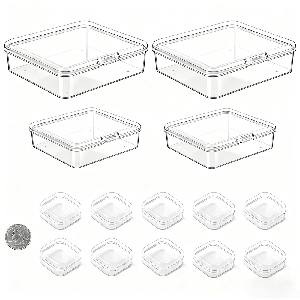 Aitoper 14 PCS Clear Plastic Small Storage Containers with Lids, Mini