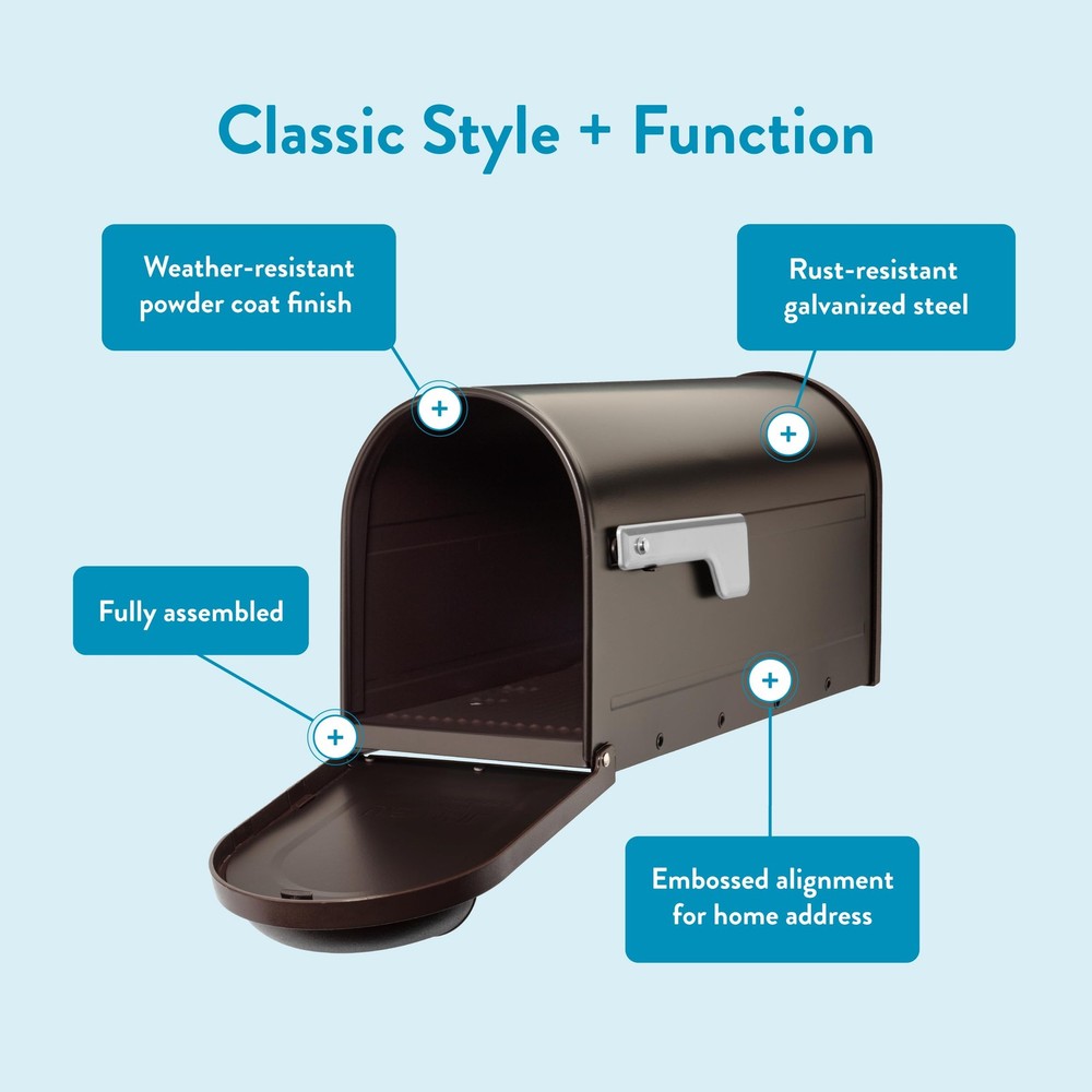 Architectural Mailboxes 8830RZ-10 Winston Post Mount Medium, Rubbed Bronze
