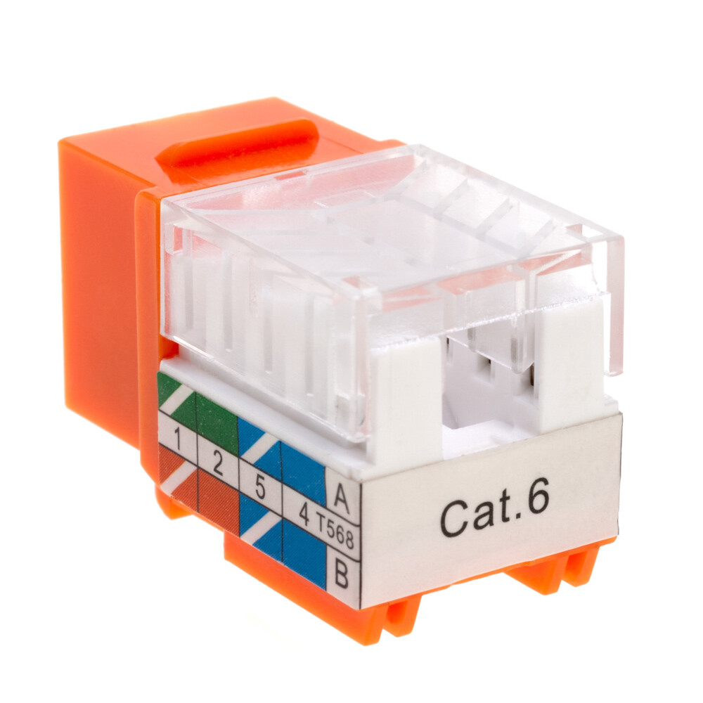 Cat6 Orange Keystone Jack 45 Degree Punch Down Network Connector Multi-Pack LOT