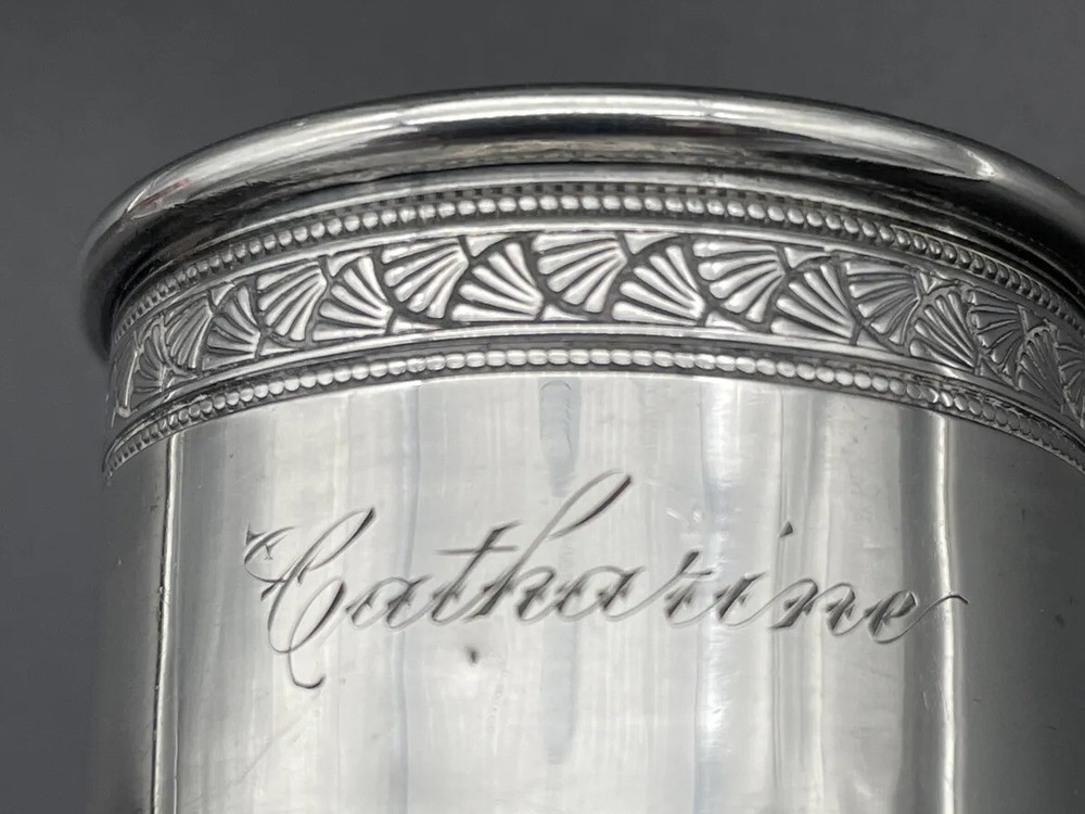 Large Gorham Brite-Cut Sterling Silver Napkin Ring Name Engraved “Catharine”