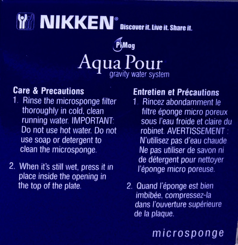 Nikken PiMag Aqua Pour Gravity Water System Microsponge 1362 Filter Micro Sponge