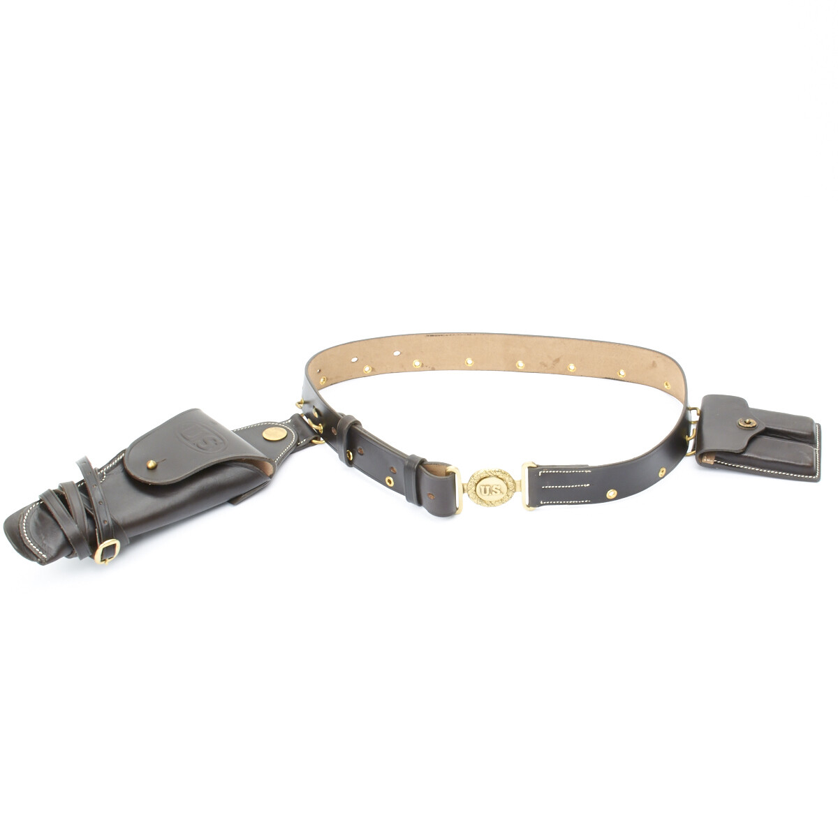 U.S. WWI & WWII M1912 .45 1911 Leather Holster, Belt, Pouch Set- Chocolate Brown