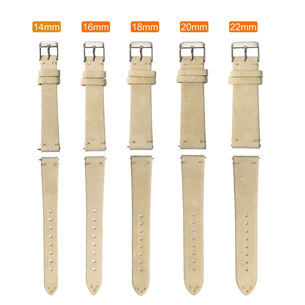 Suede Leather Strap Watch Bands Quick Release 22 mm Cream