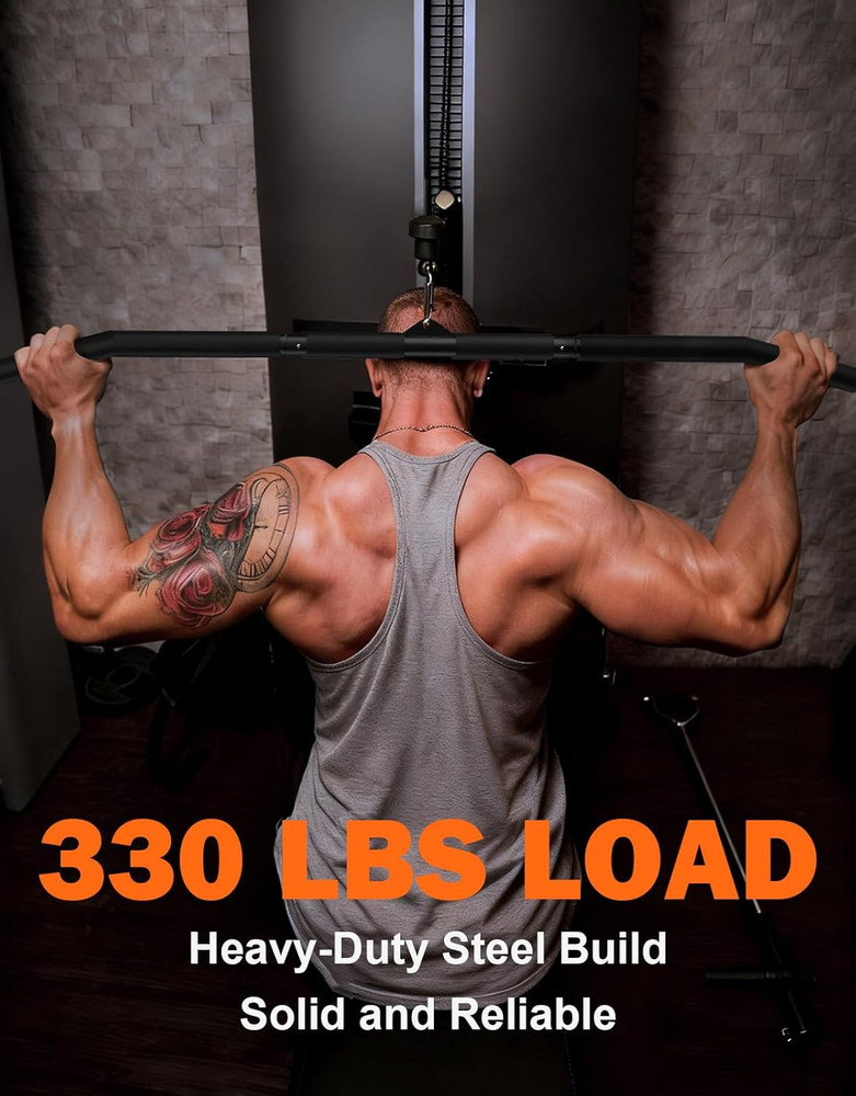 40'' LAT Pulldown Bar Attachment for Pulley Cable Machine, Full-Length Non-Slip