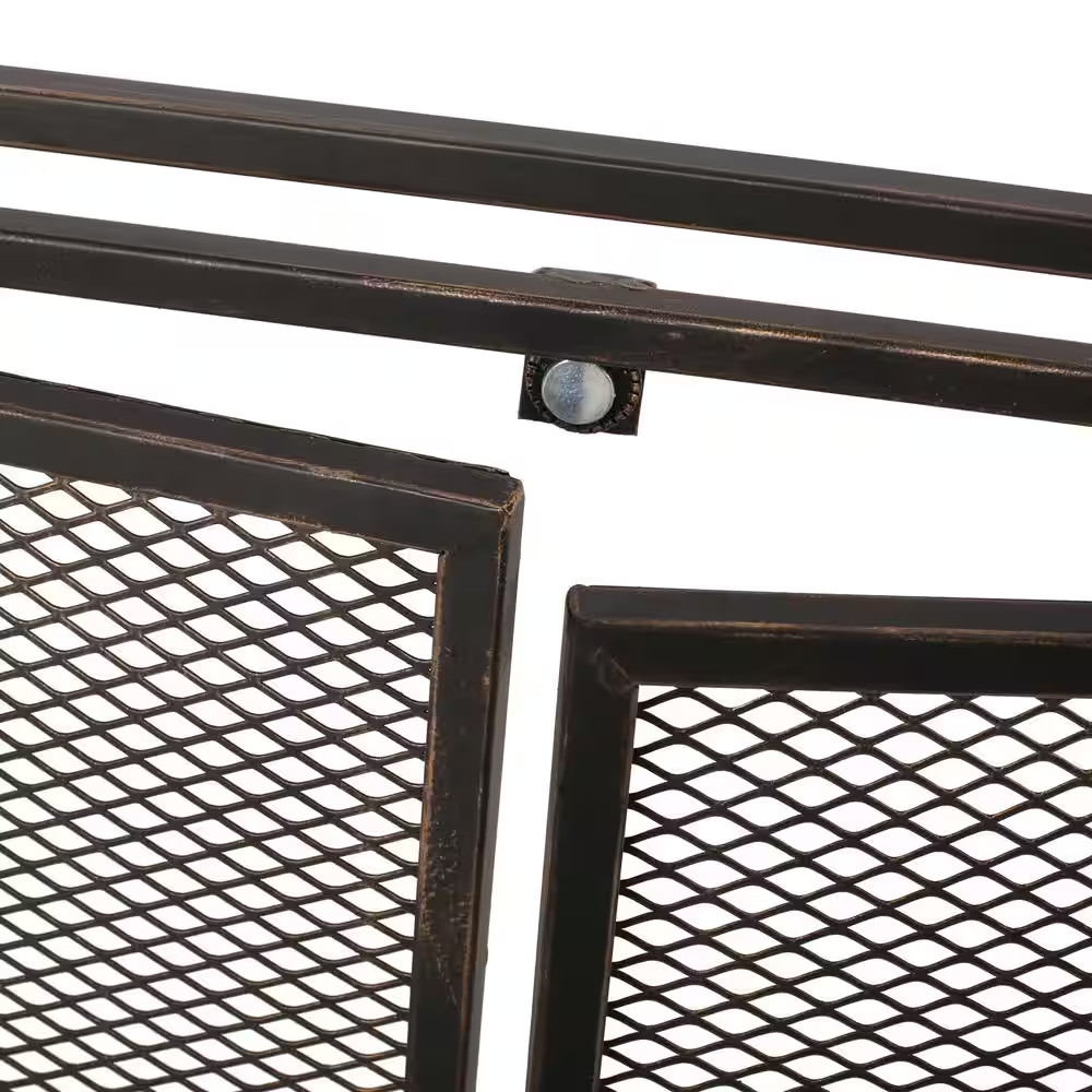 Cartwright Black Brushed Gold Metal 1-Panel Fireplace Screen