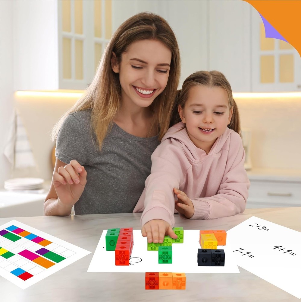 Creative Snap Blocks - 100 Math Linking Cubes for Preschool and Homeschool Fun