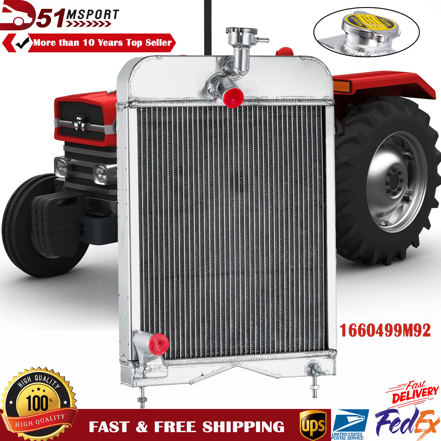 Aluminum Tractor Radiator Fits Massey Ferguson 135 20 2135 35 205 1660499M92