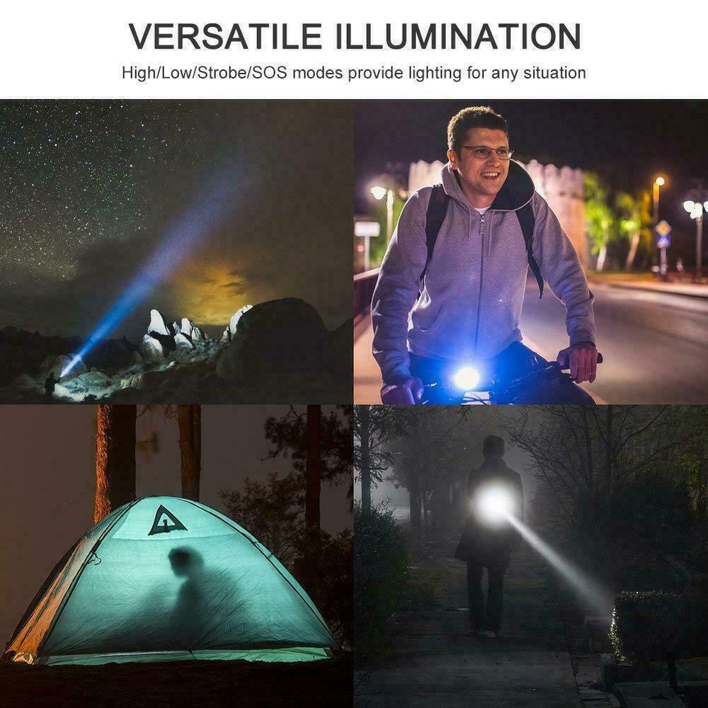 2 PACK LED Flashlight Rechargeable USB Tactical Torch