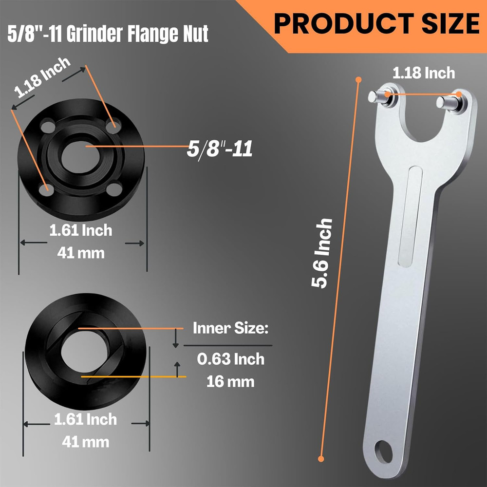 7PCS Angle Grinder Nut & Wrench Kit – 5/8-11 Thread Compatible with Dewalt, Mi