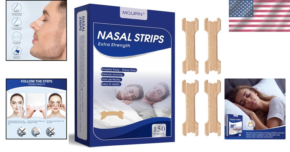 Upgraded 150 Counts Nasal Strips - Safe, Comfortable, Snoring Solution 66mm