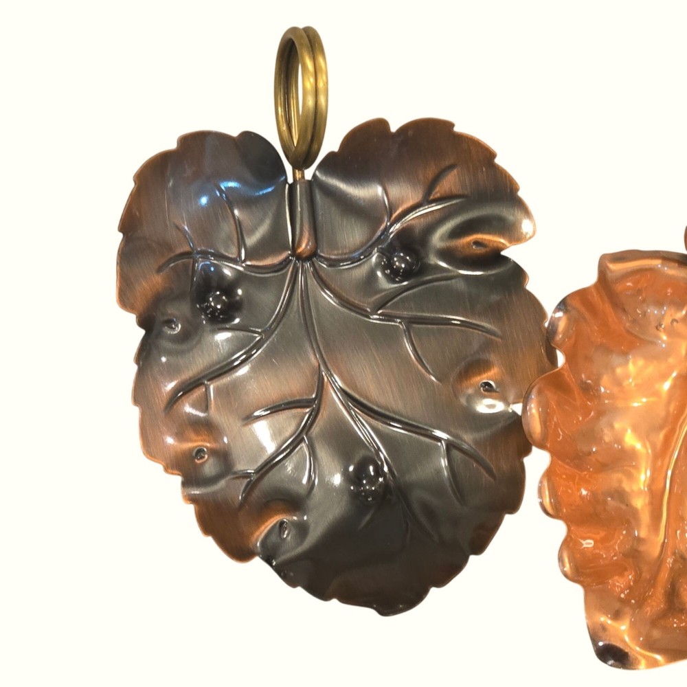 Vintage Coppercraft Guild Hammered trinket dish Leaf 3pc Set mini trays