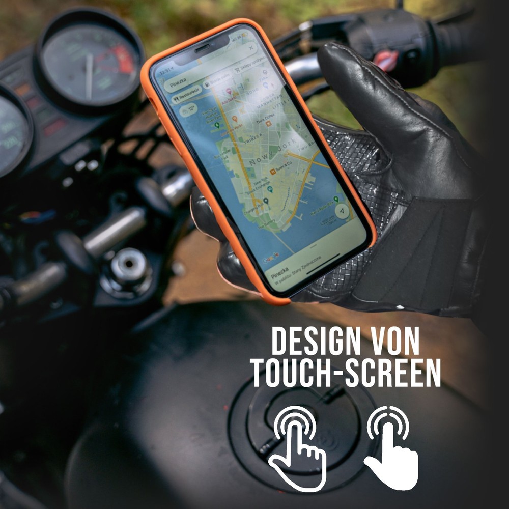 Leather Motorcycle Gloves, Waterproof, with Touch Screen, CE Certified