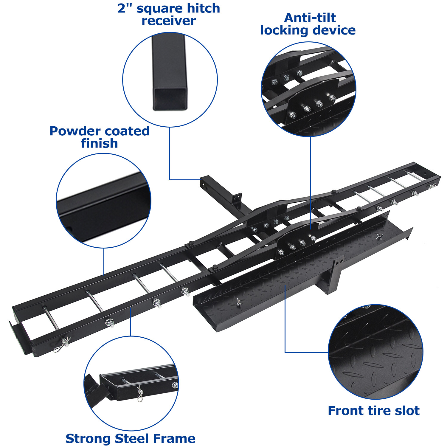 600 LB Motorcycle Scooter Carrier Bike Hitch Mount Rack Ramp Steel Carrier