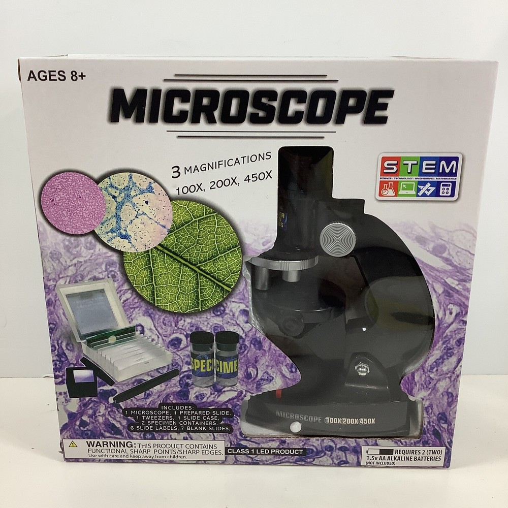 STEM Microscope With Light Source 100x, 200x, 450x, Kids, Educational, Ages 8+