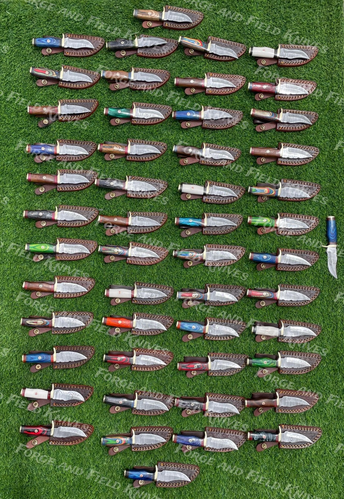 Set of 20 Custom Handmade Damascus Steel 6" Camping & Hunting Knives - From USA