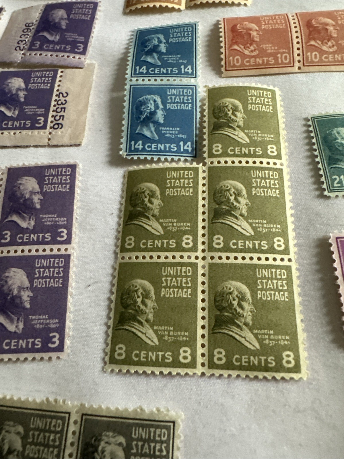 Lot Of US Stamps 1/2 Cent To 50 Cents Block Plate Unused