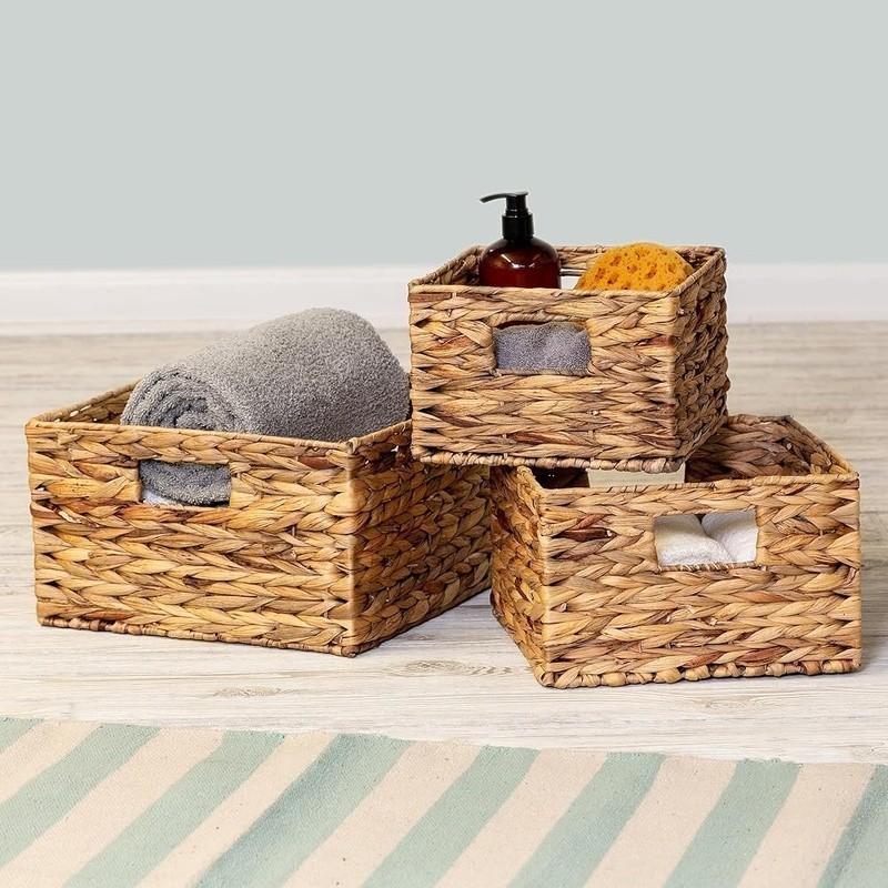 Woven Nesting Storage Baskets Eco-Friendly Wicker Organizers Home Décor New