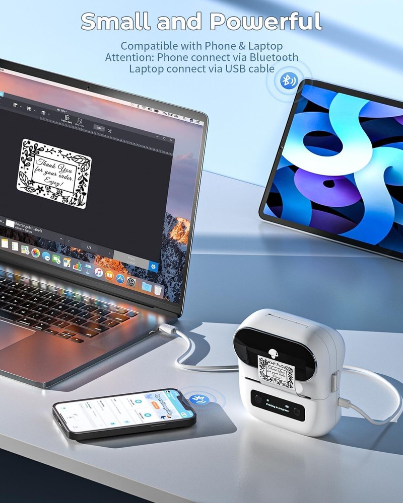 Phomemo M220 Label Maker Portable Printer Thermal Printer Support 20-80mm Label