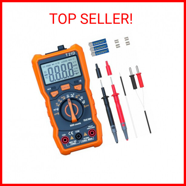 Auto-Ranging Digital Multimeter, TRMS 6000 Counts AC DC Voltmeter Ohm Volt Amp M