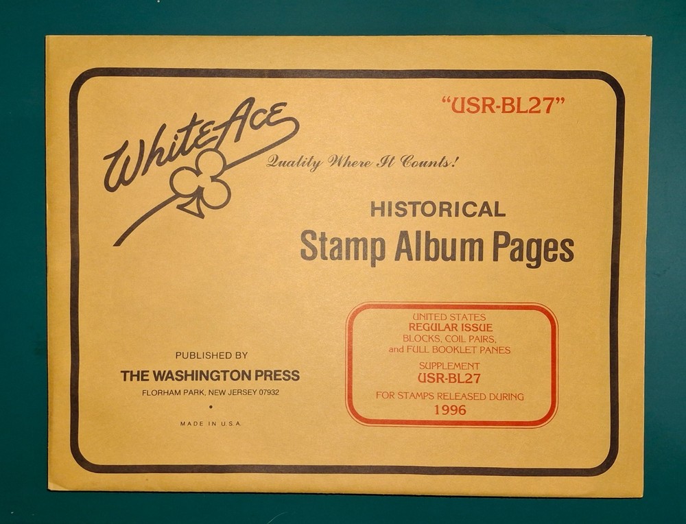 White Ace Stamp Album Supplement - Regular Issue Blocks - 1996  USR-BL27