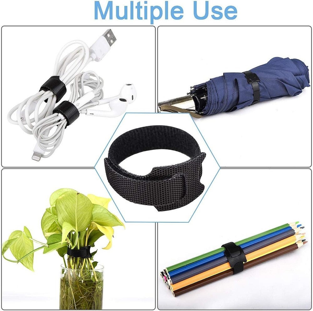 60 Pack 6" Reusable Cable Ties Hook Loop Cord Straps Wire Management Organizer