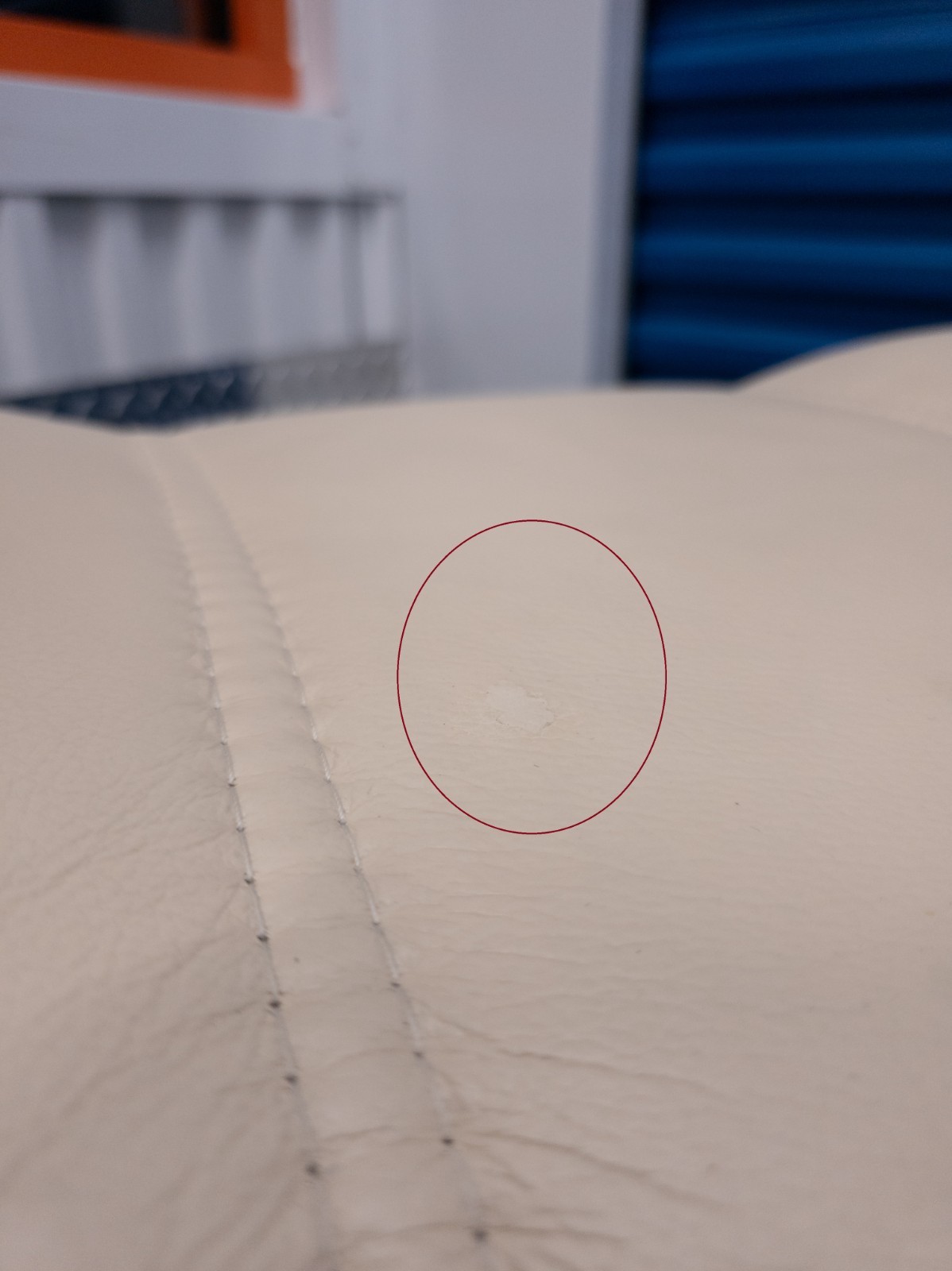 Ekornes Stressless Cream Colored Leather Ottoman | Tilt Function | Teak