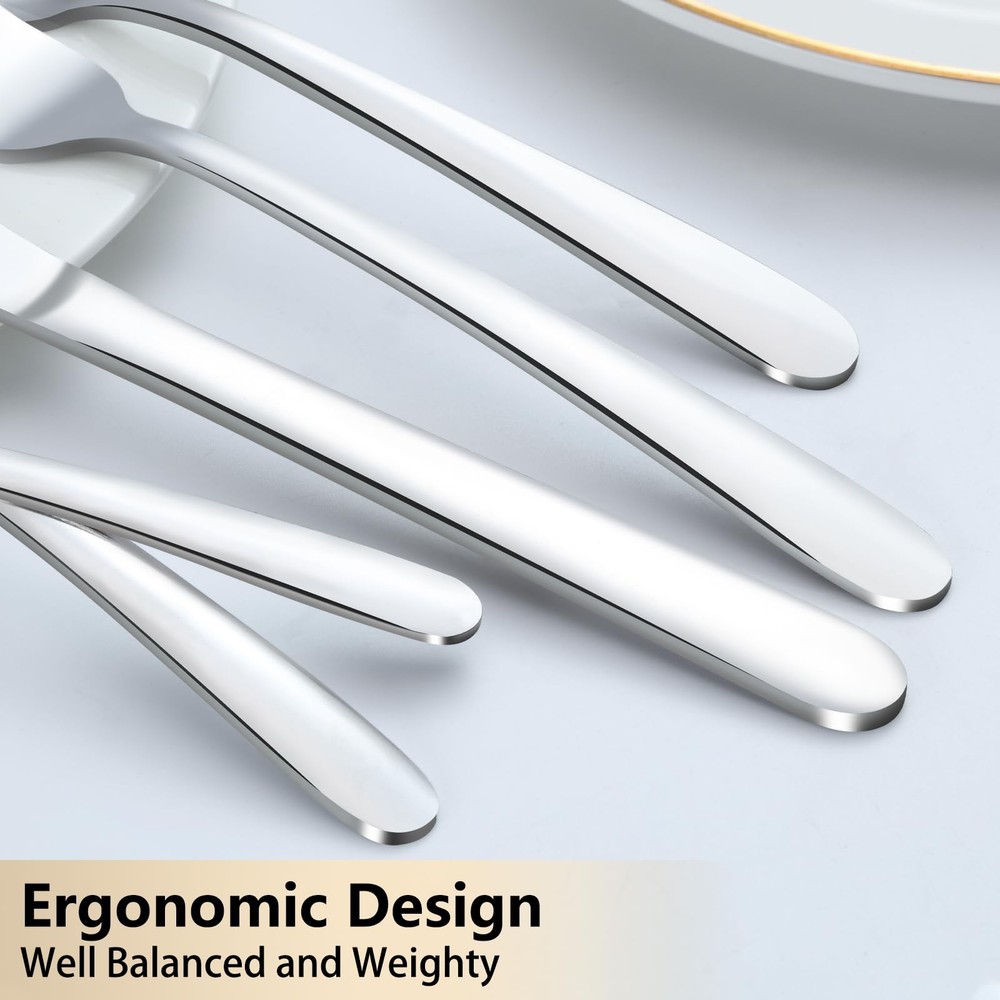 40-Pcs Silverware Set for 8, Premium Stainless Steel Flatware Set, Include Fo...
