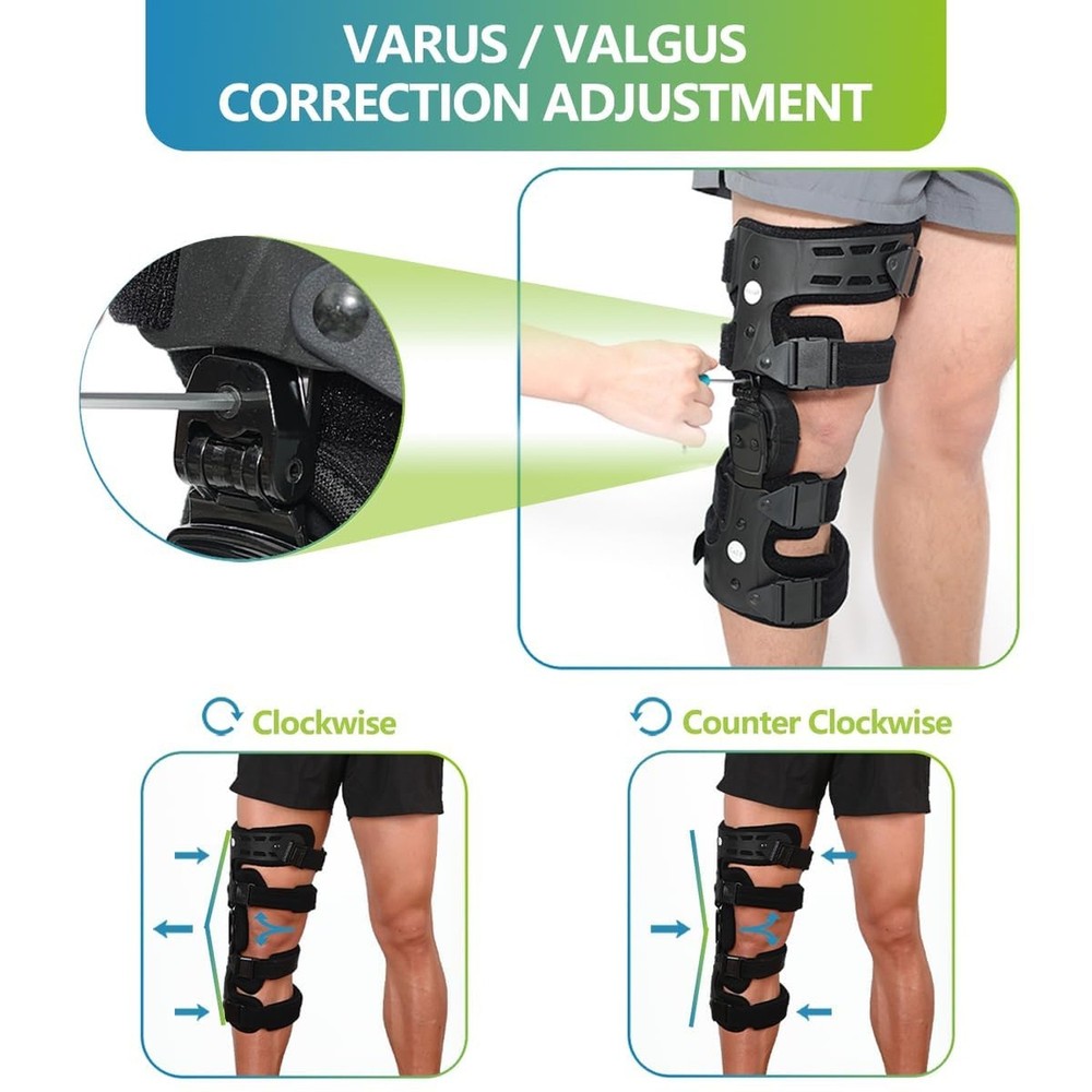 Komzer OA Unloader Knee Brace - Adjustable 3-Point Medial/Lateral Offloading ...
