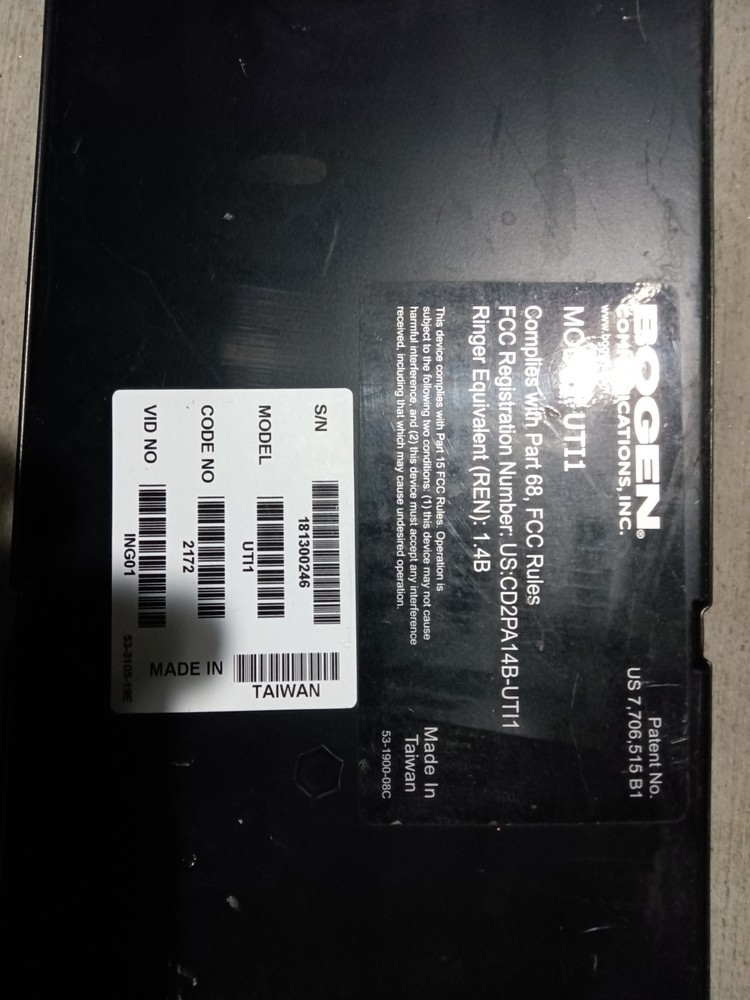 Bogen UTI1 Single Zone Paging Controller