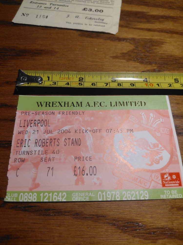 4 Wrexham Ticket Stubs/passes.