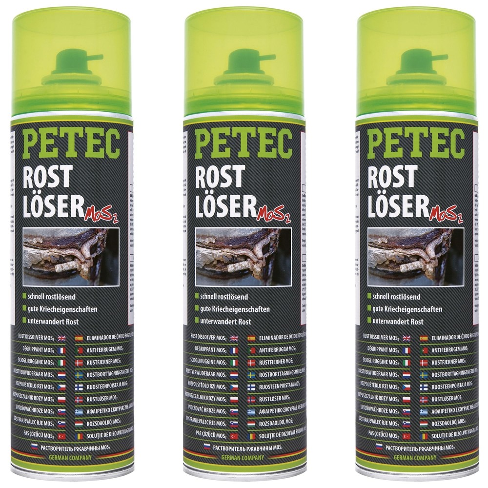 Petec 3x Rostlöser Rost Mos2 Spray 500ml