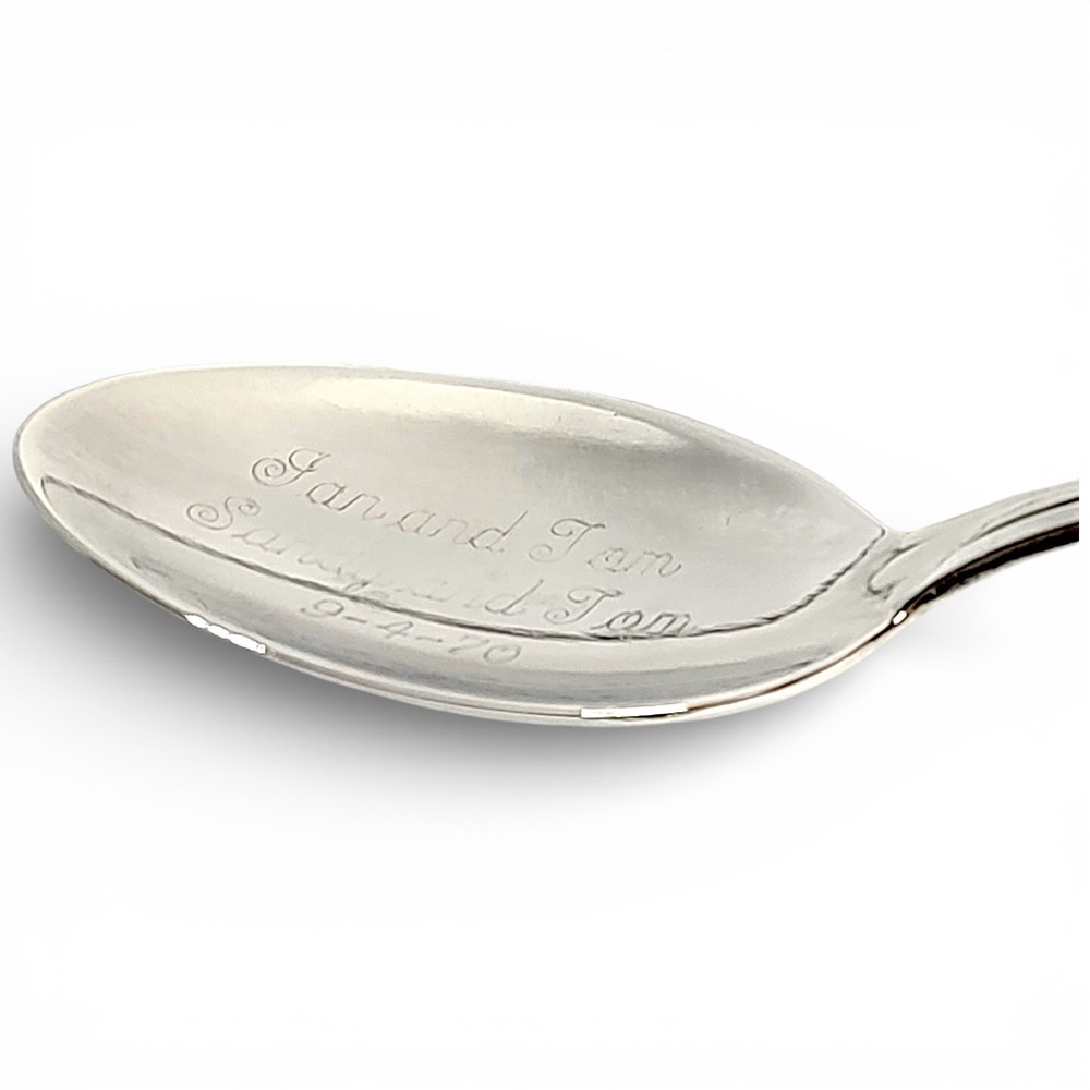 1970 Presentation Spoon Engraved Names / Date Heavy Swedish Silverplate EPNS