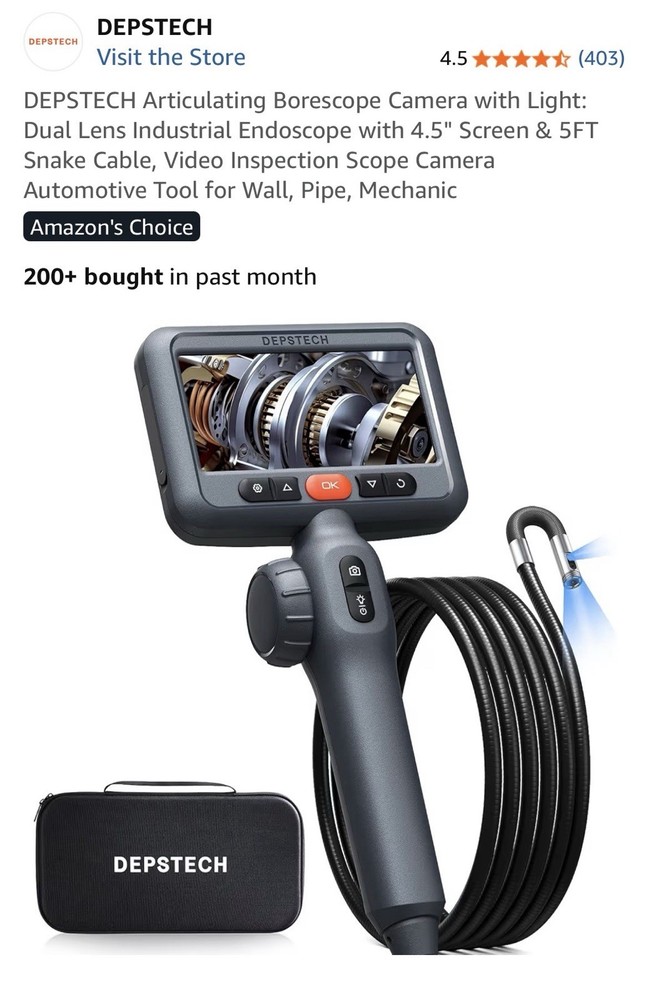 DEPSTECH Articulating Borescope Camera with Light: Dual Lens Industrial Endoscop