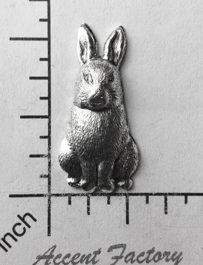 42134        Matte Silver Oxidized Rabbit Brass Jewelry Finding
