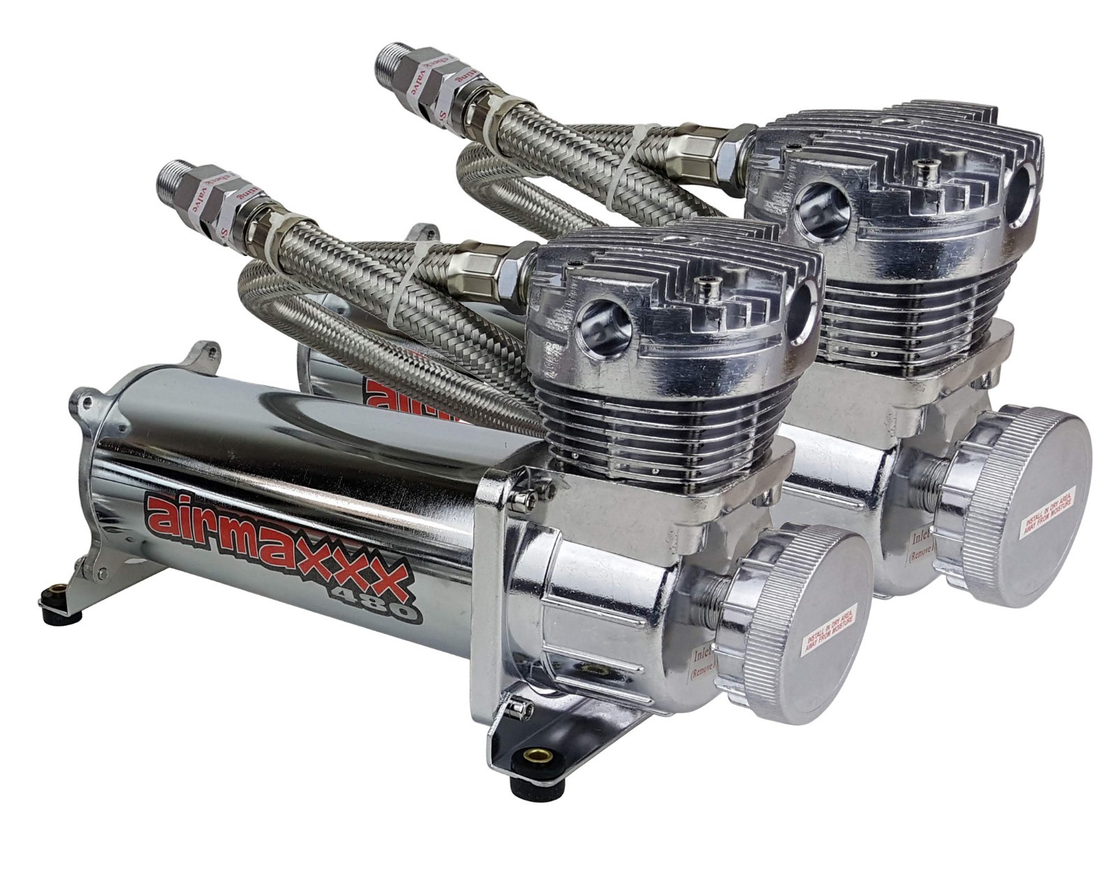 airmaxxx 480 Chrome Air Compressors 200 psi Switch Air Ride Suspension Or Horn