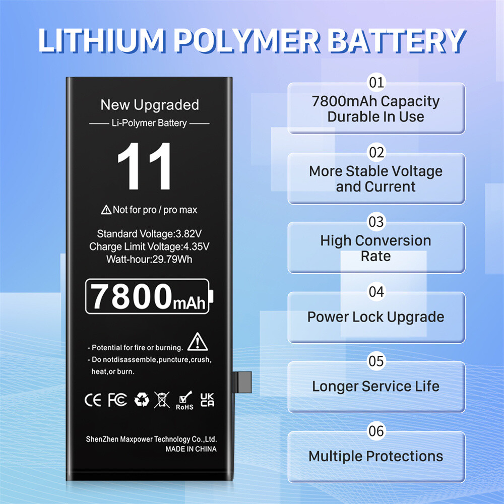 100% Battery Replacement For iPhone 11+ Adhesive Tools 7800mAh