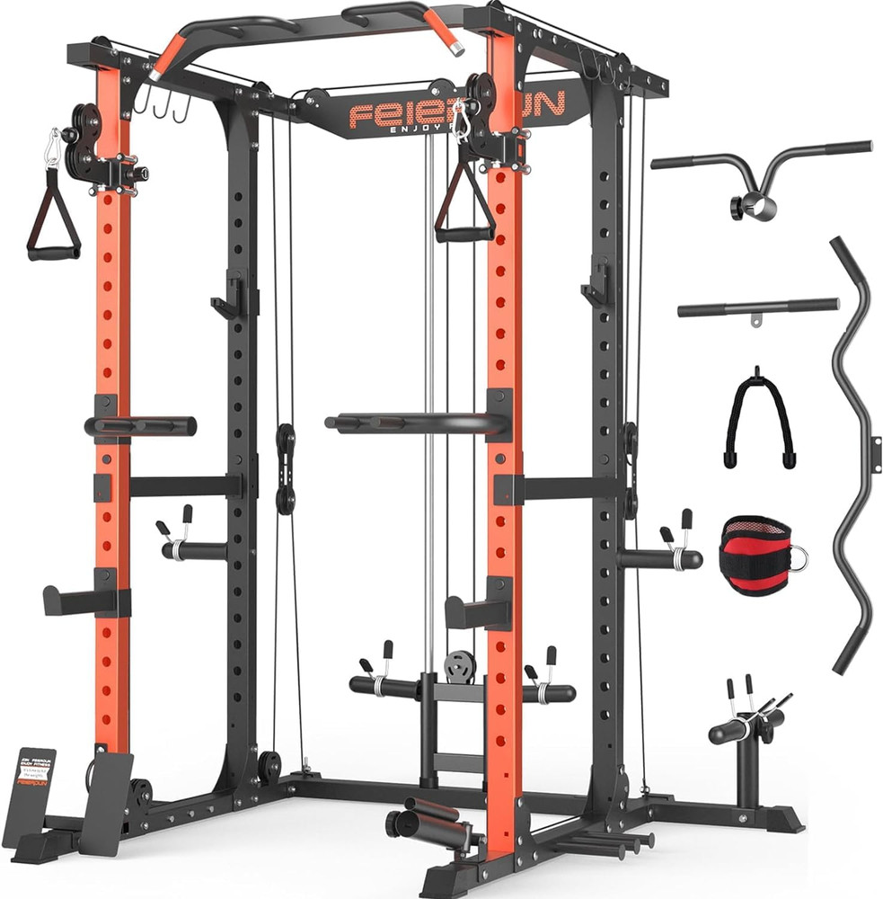FLA01 Power Cage Multi Function Squat Rack with Cable Crossover System,2000Lbs C