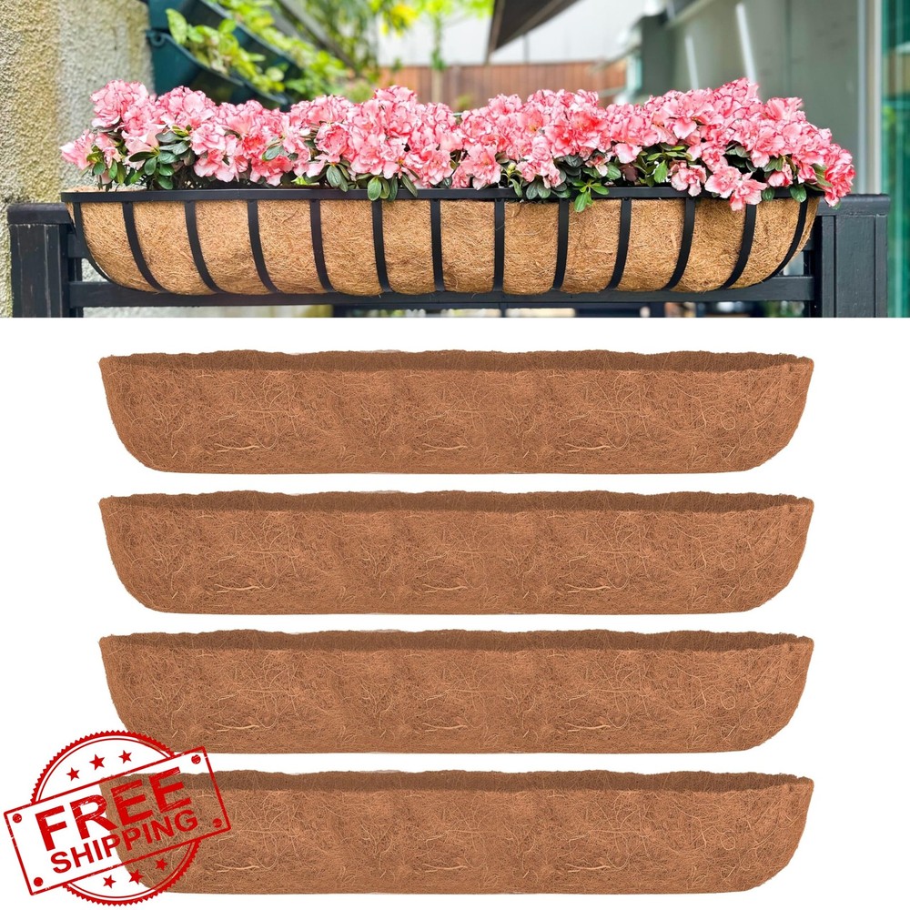LaLaGreen 48" 4pk Trough Coco Liners, Rectangular Planter Liner