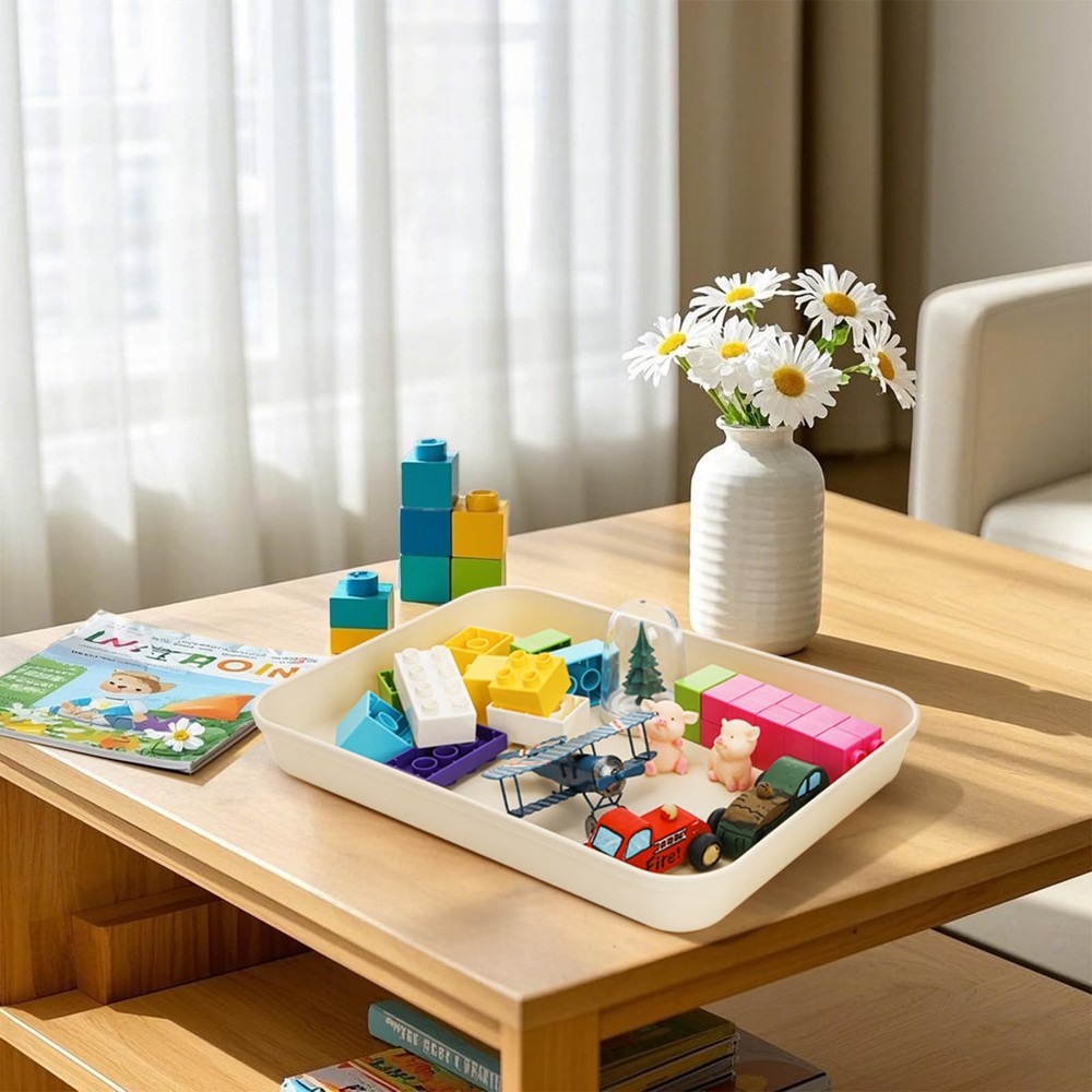 15 Pack Plastic Art Trays, Deep Activity Sand Serving Trays, Stackable Spill-...